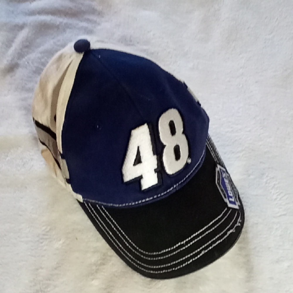 JIMMIE JOHNSON MENS NASCAR HAT AJUSTABLE Blue and Black Cap with Number 48